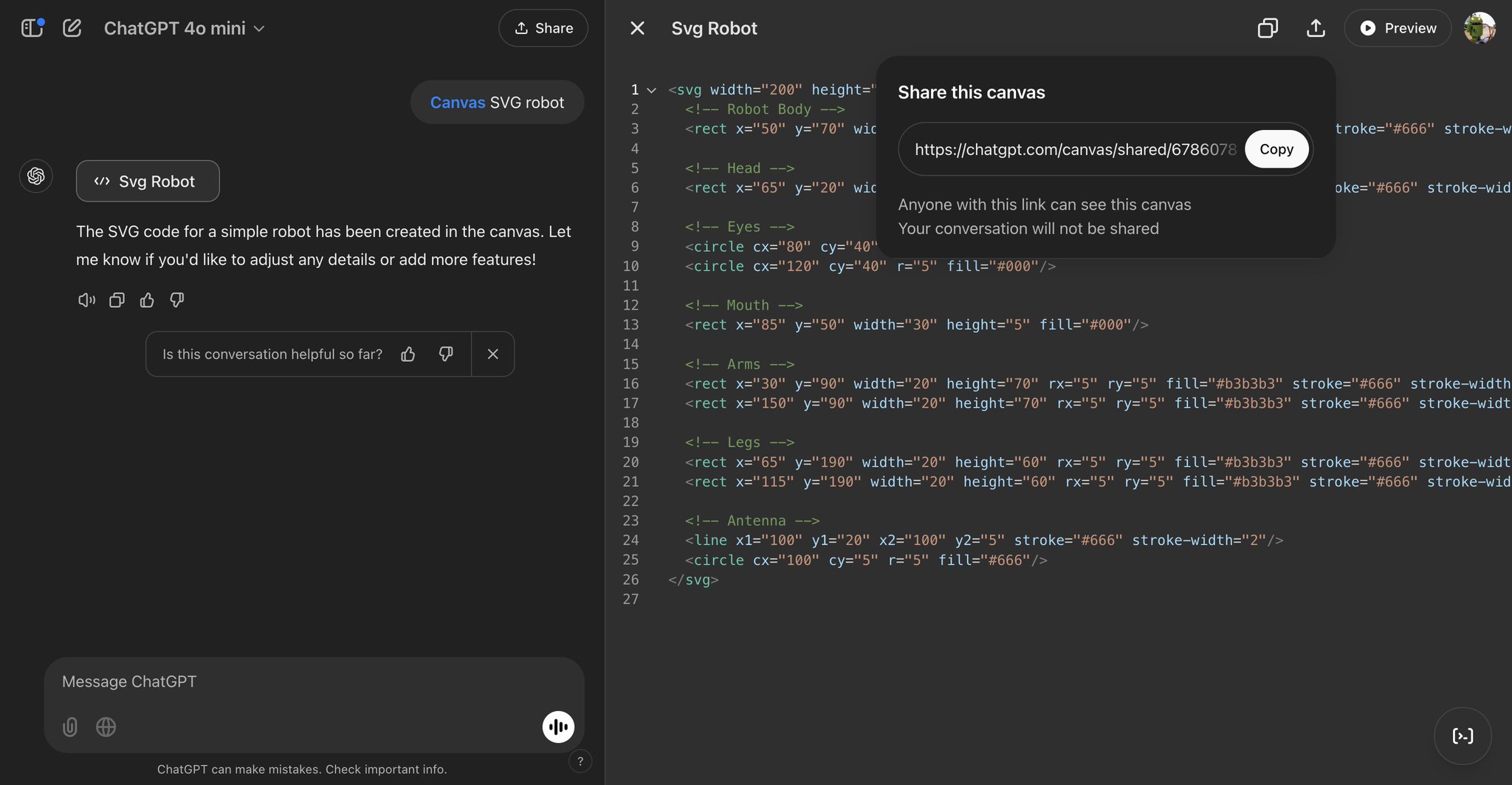 ChatGPT Canvas Remix shareable canvases feature in development