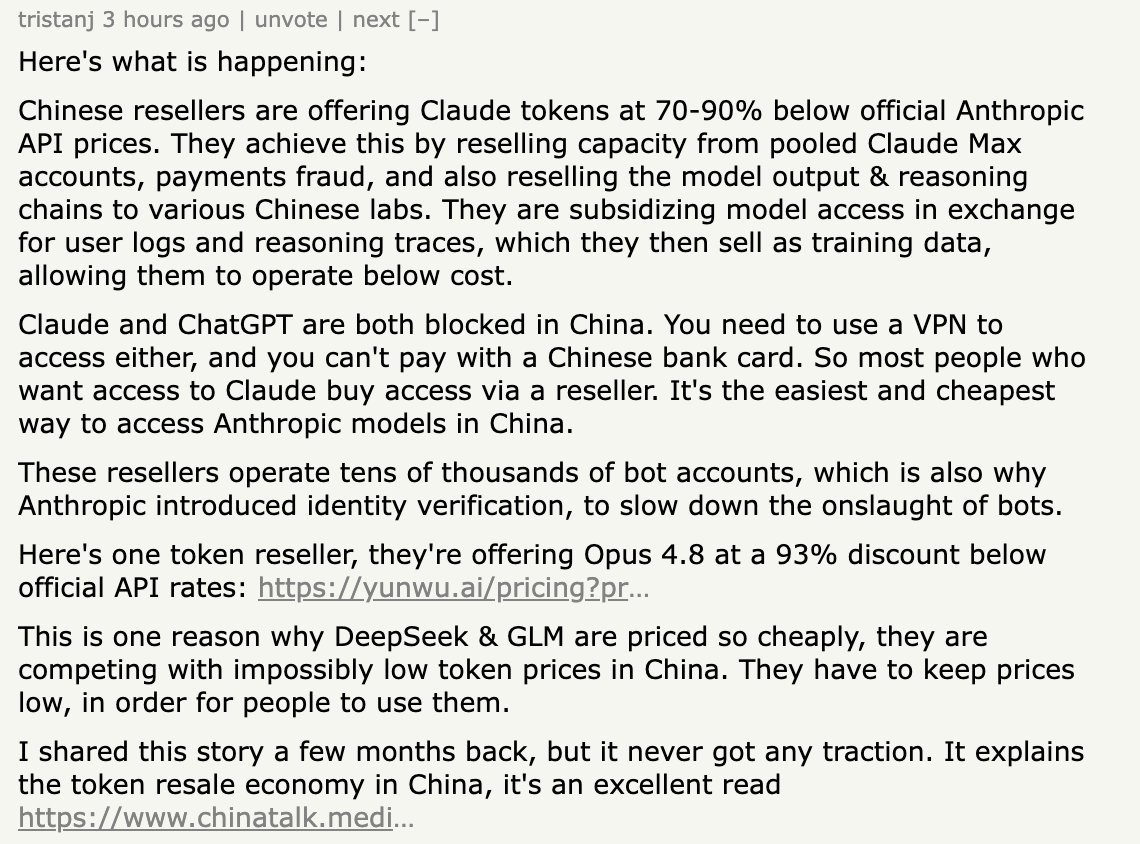 Grey-market Claude access in China may resell user logs as training data