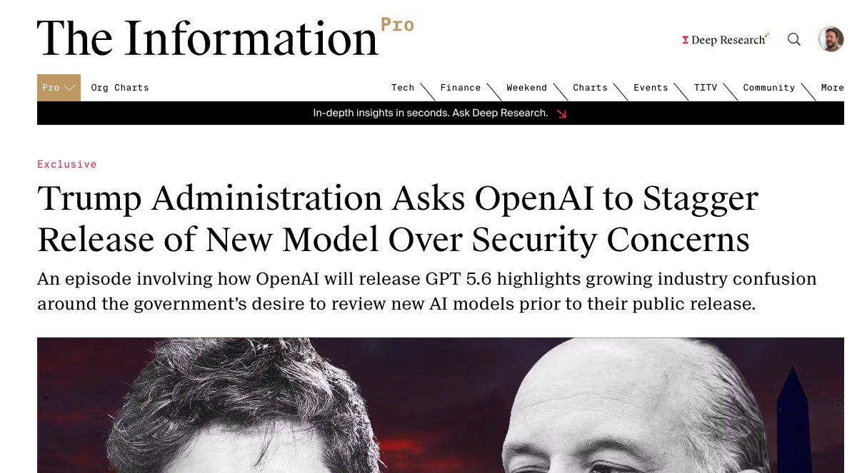 White House asks OpenAI to delay GPT-5.6