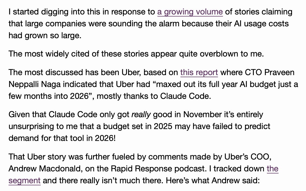 Skepticism toward rumors about Uber’s AI budget
