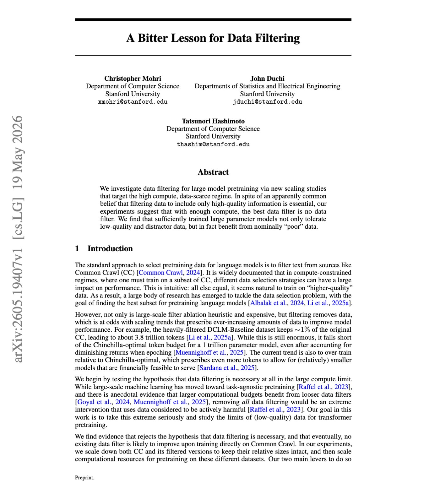 No filter beats filtered data in large LLM training
