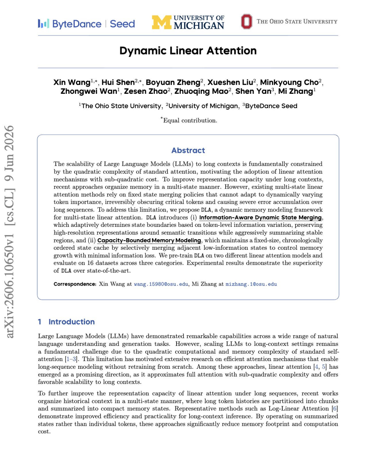Dynamic Linear Attention for Adaptive Token Compression