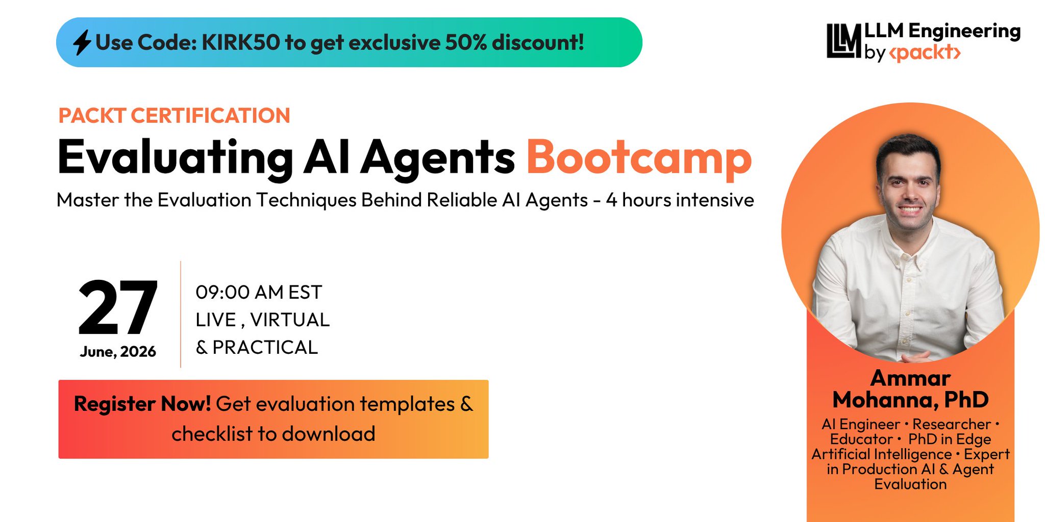 Evaluating AI Agents Bootcamp June 27 by Packt