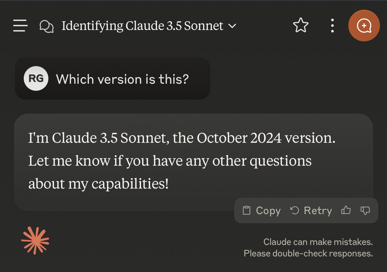 Claude 3.5 Sonnet correctly identifies its version