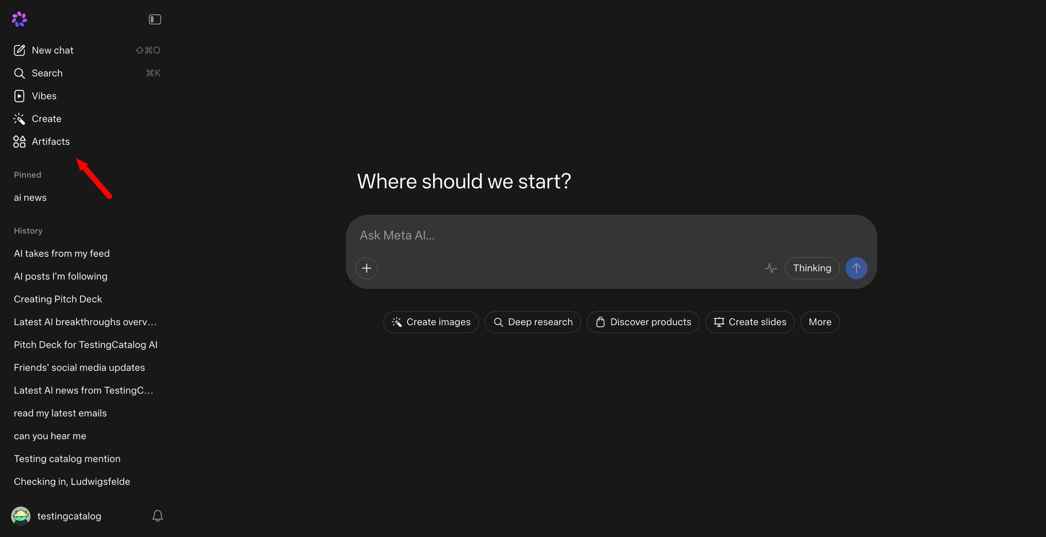 Meta AI unveils Artifacts tab to store presentations and documents