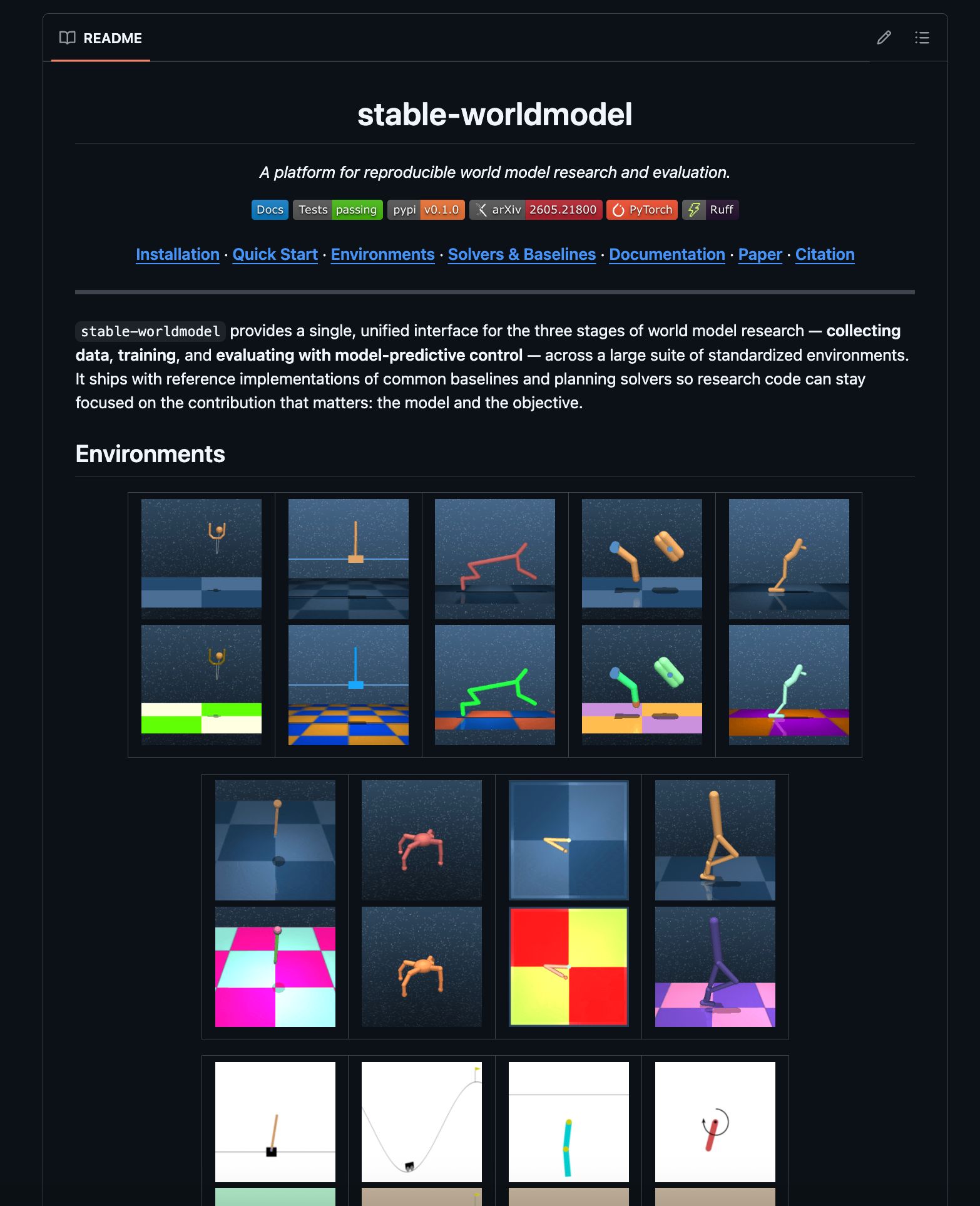 Unified platform for training and testing world models