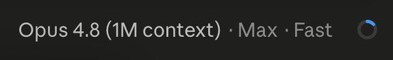 Back to Claude Opus 4.8 with 1M context, max and fast
