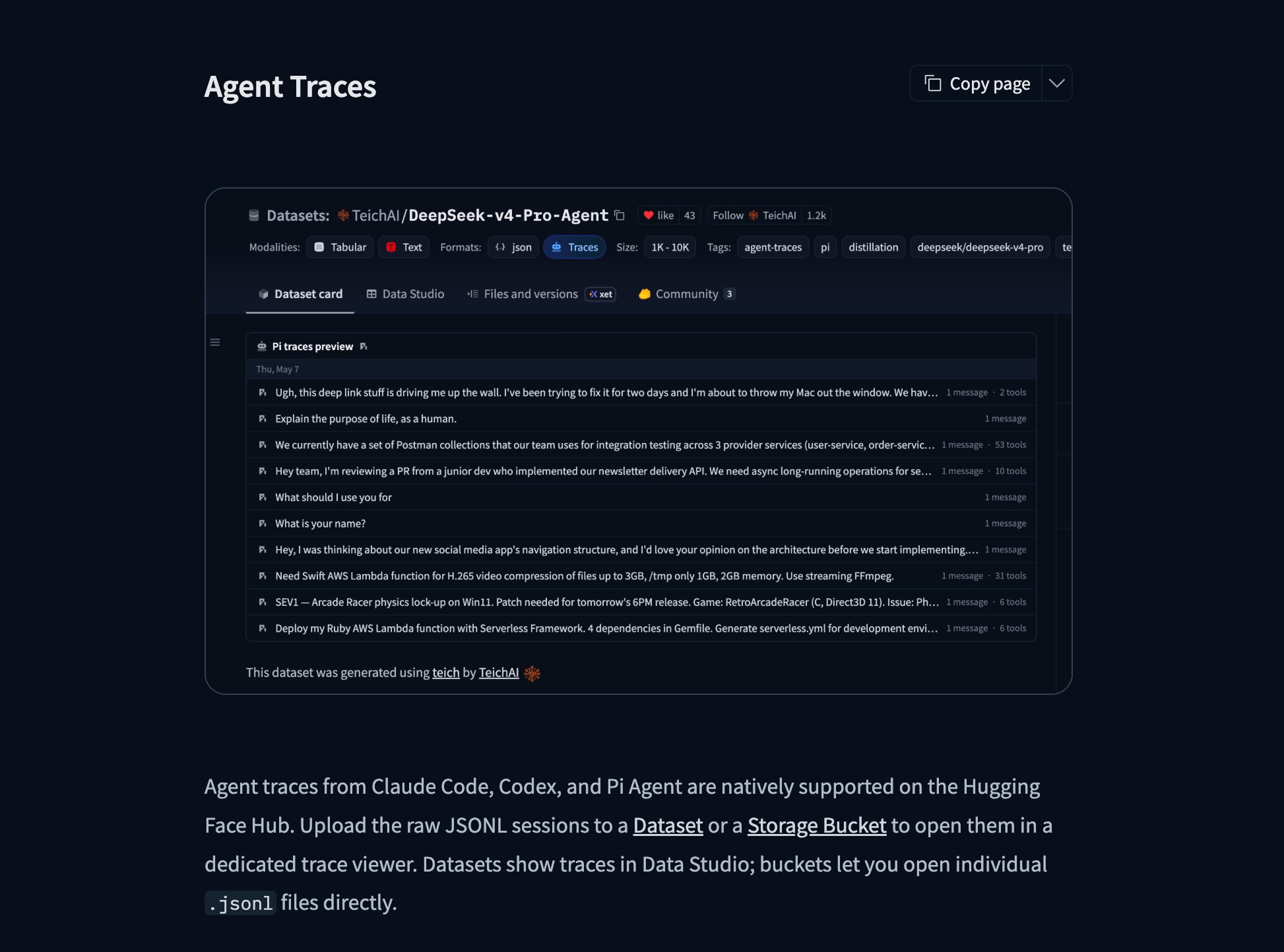 New doc page: rendering Agent Traces on Hugging Face Hub