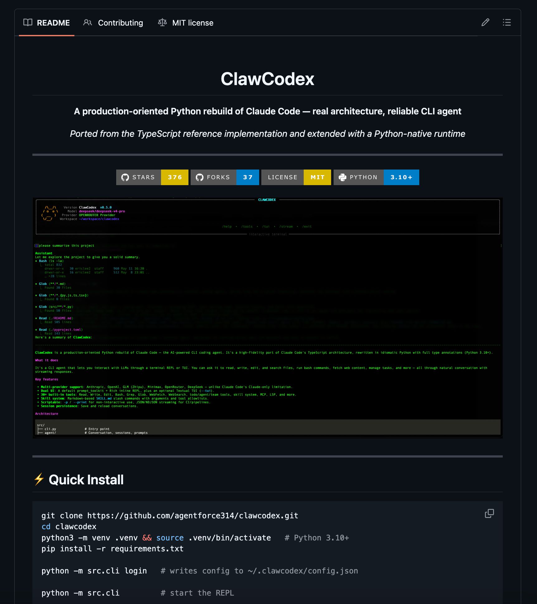 Rebuilding Claude Code: ClawCodex in Python (open source)