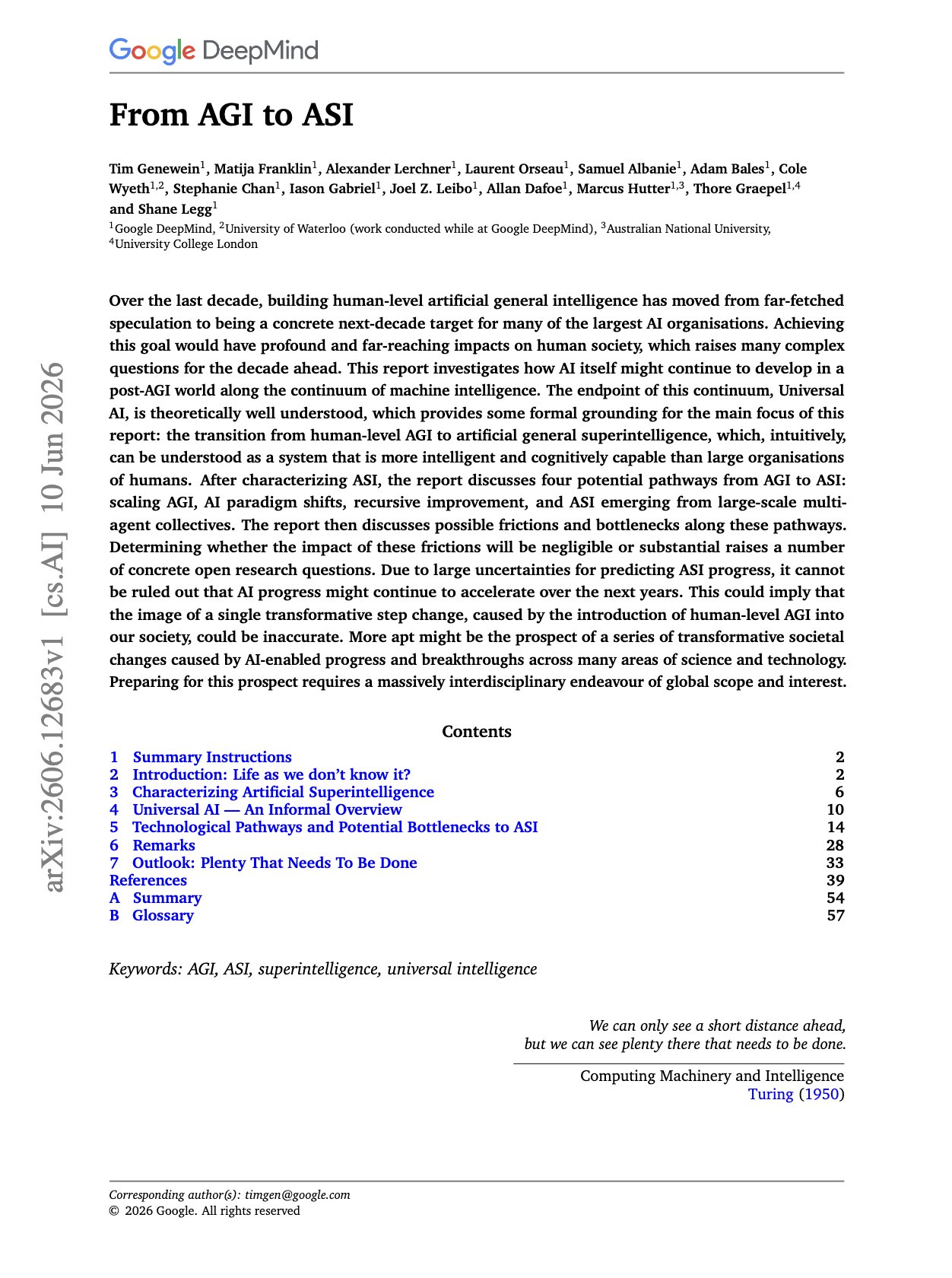 From AGI to ASI: definition by Google DeepMind