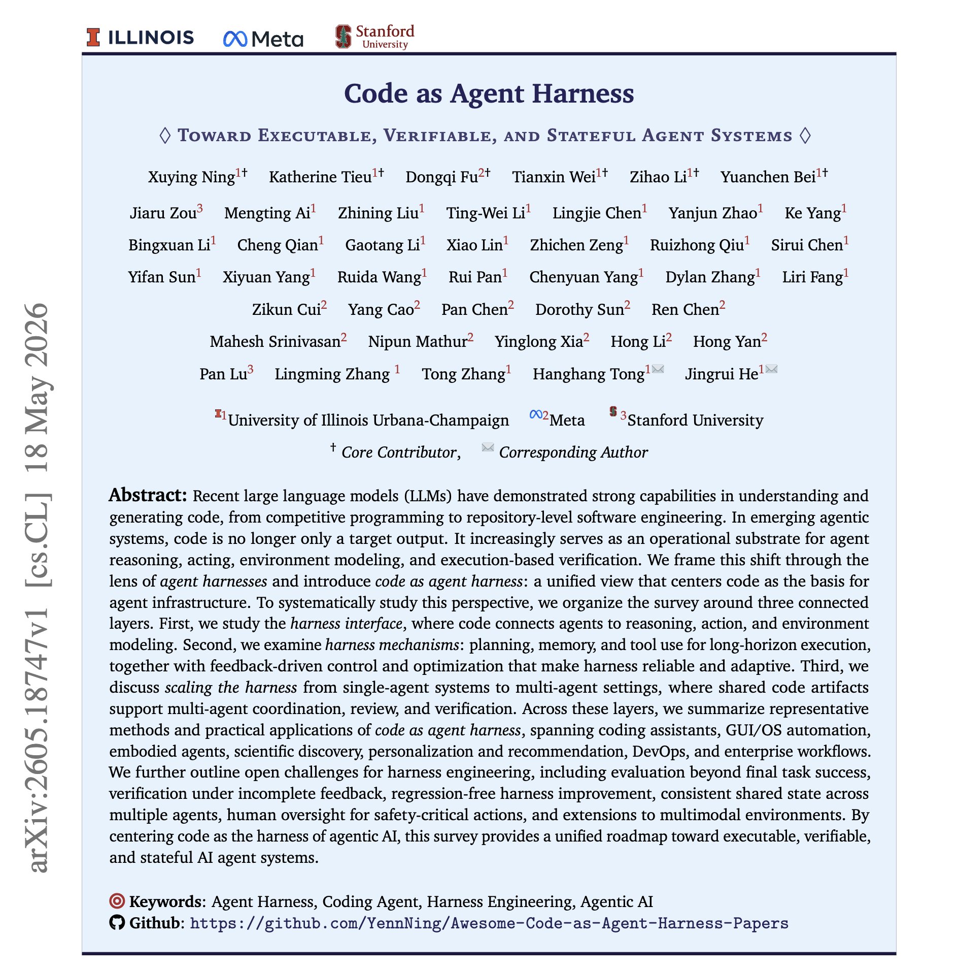 New paper: Code as Agent Harness