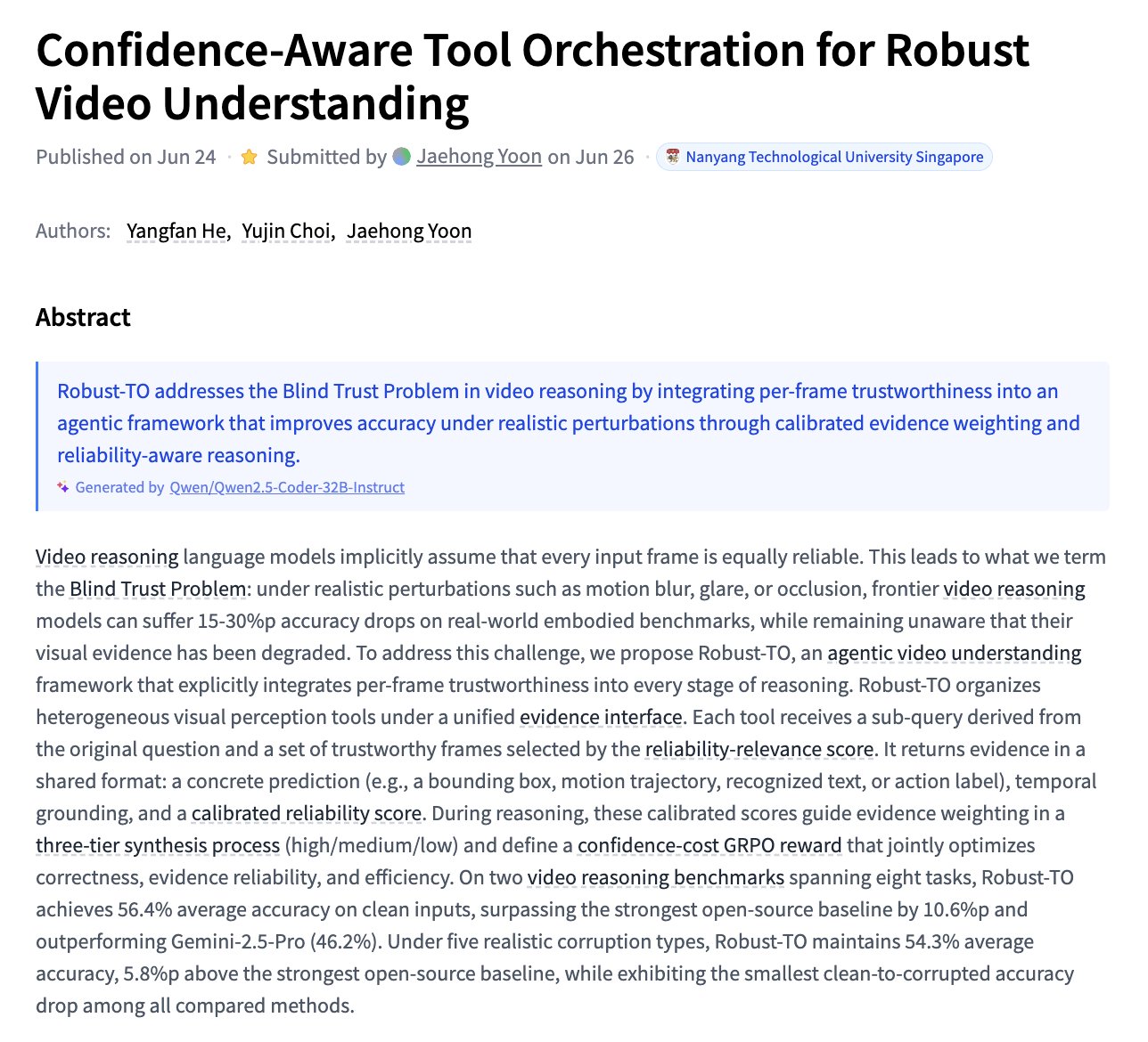 Confidence-Aware Tool Orchestration for Robust Video Understanding