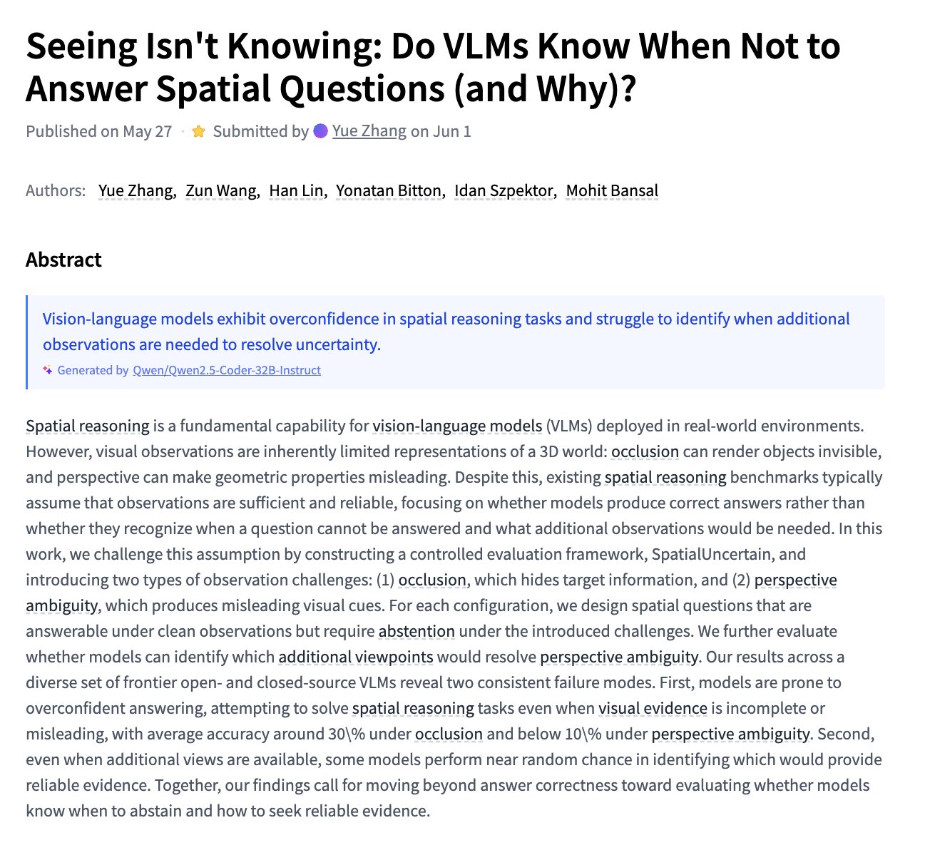 VLMs: Do They Know When Not to Answer Spatial Questions?