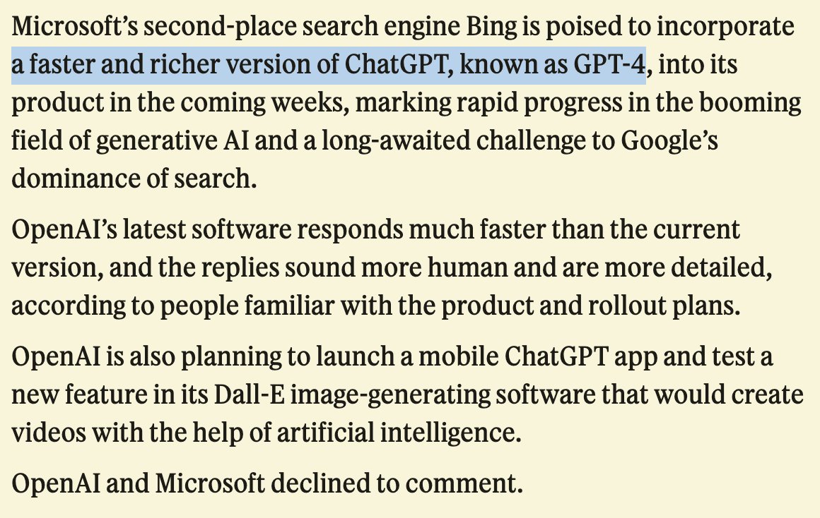 Microsoft Bing to incorporate OpenAI GPT-4, Semafor reports