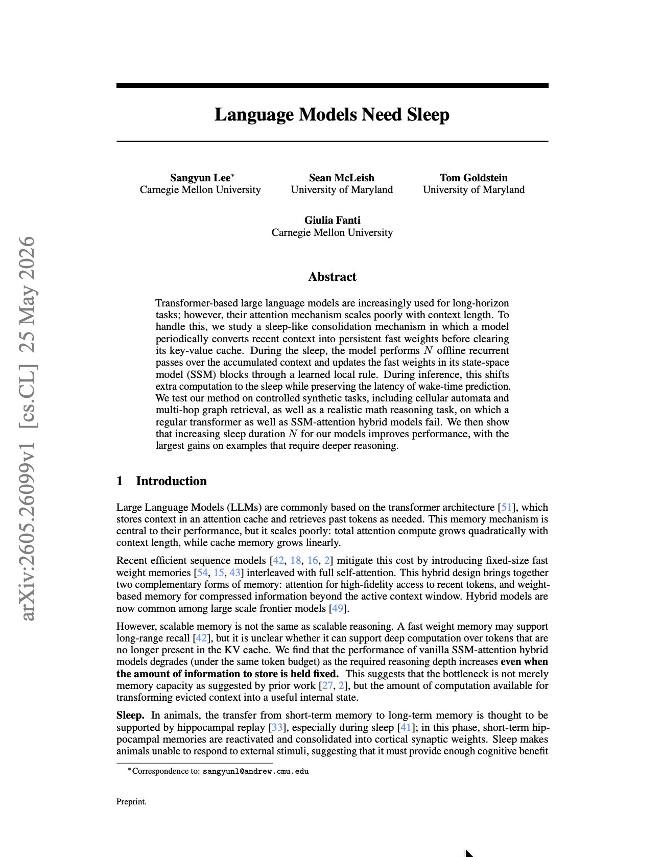 Paper proposes sleep-like memory consolidation for LMs