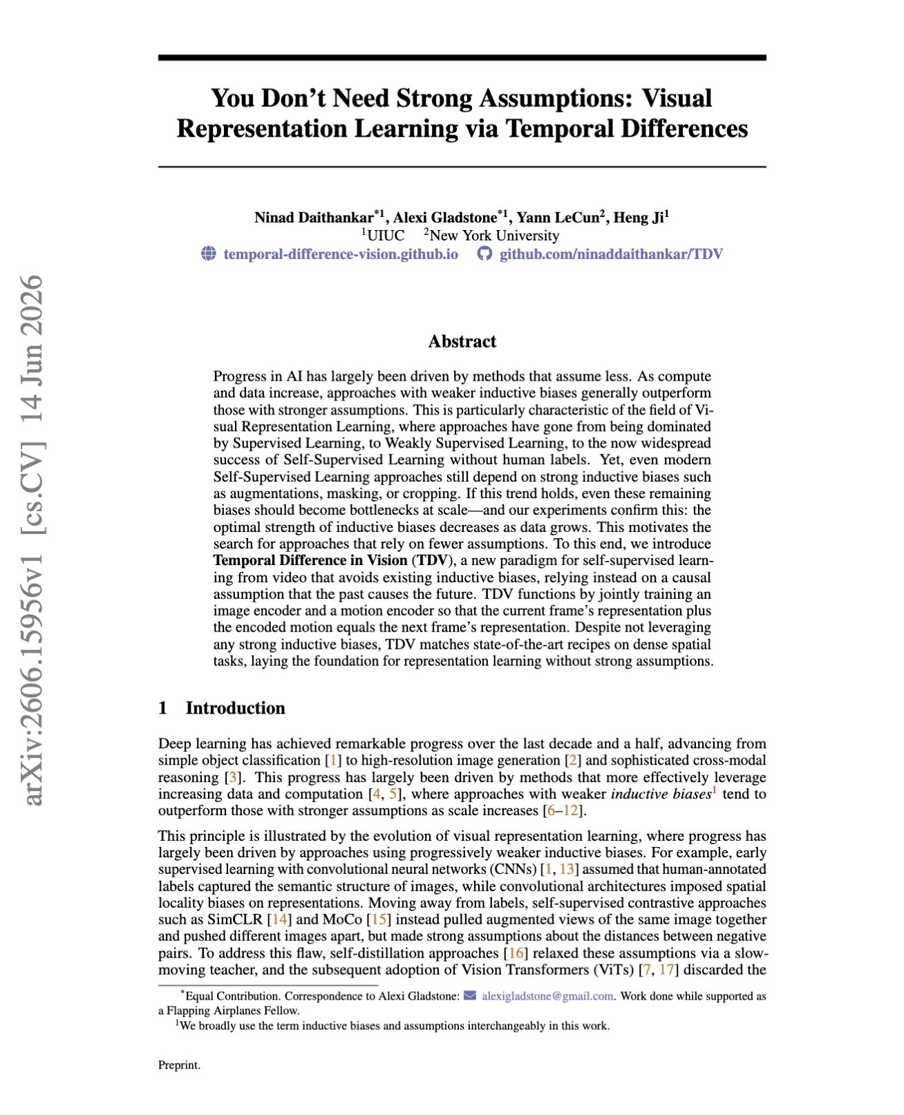 New article by LeCun: visual learning via temporal differences