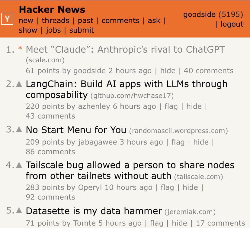 Claude vs ChatGPT and LangChain top HN – LLM big deal?