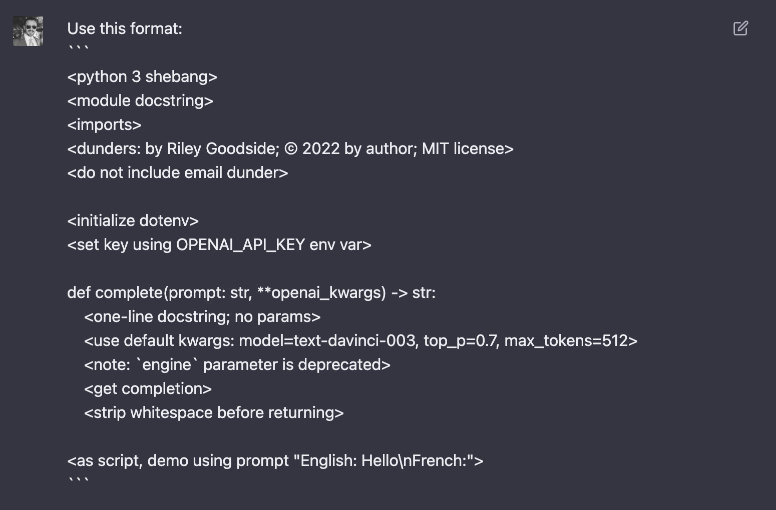 Instruction Template Method for Synthesizing Code Files in ChatGPT