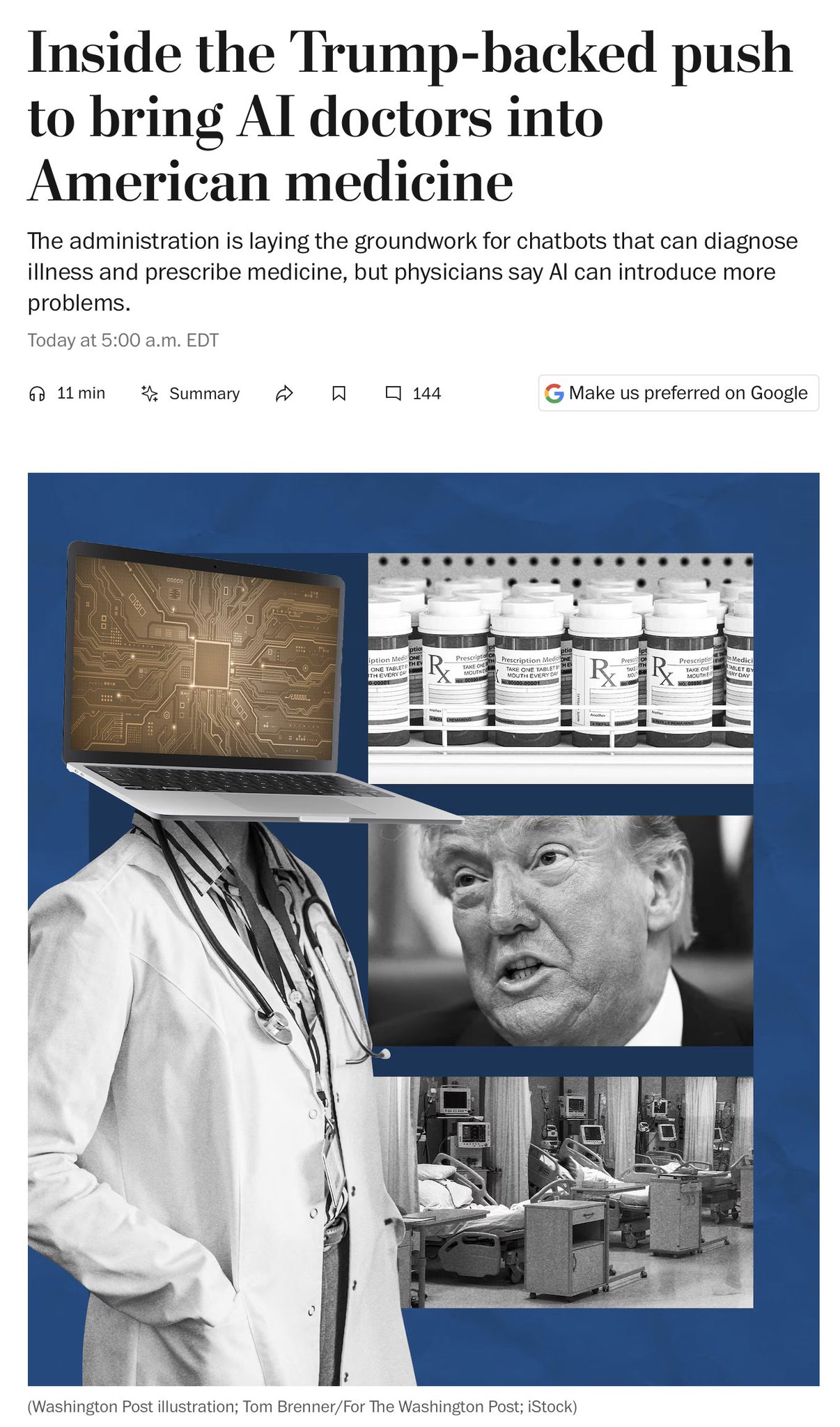 Administration working on pathway to regulate independent AI doctors