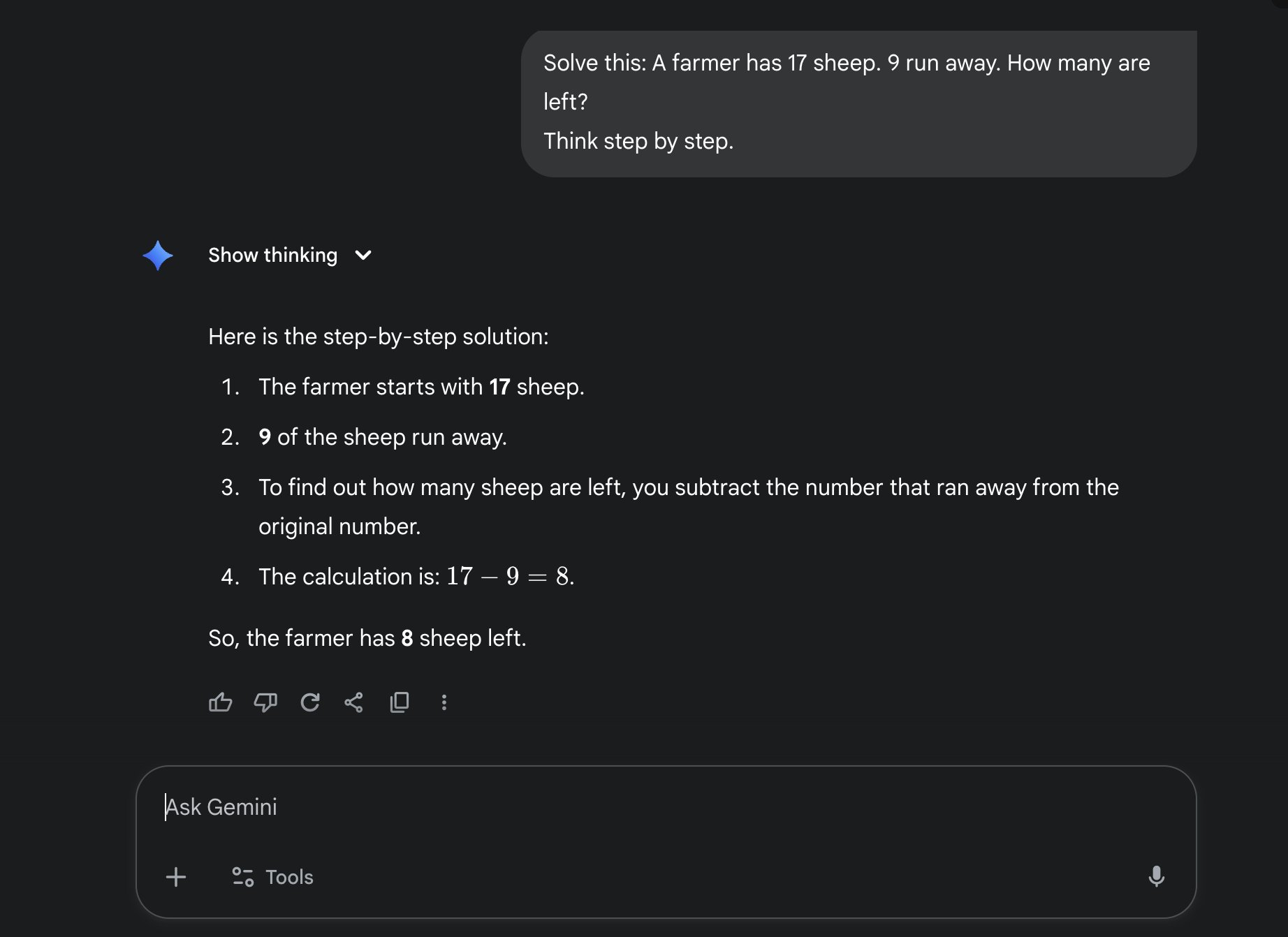 Prompt for step-by-step reasoning via Chain of Thought