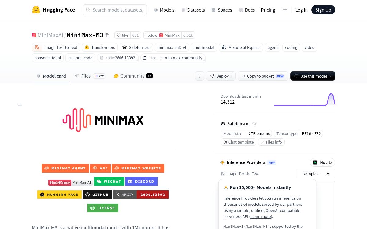 MiniMax M3: Open Weights with Multimodal & Context