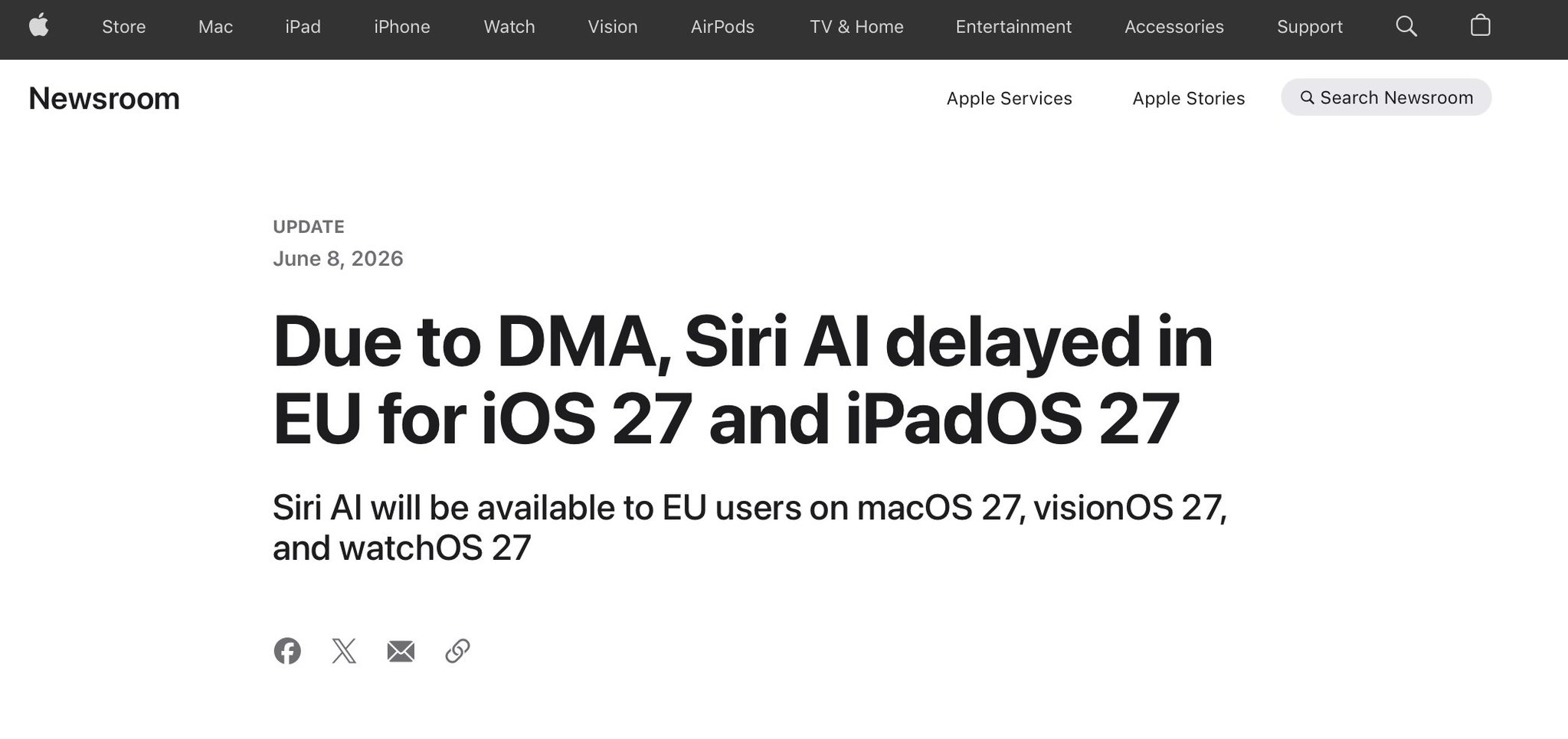 Apple blames EU for Apple Intelligence delay