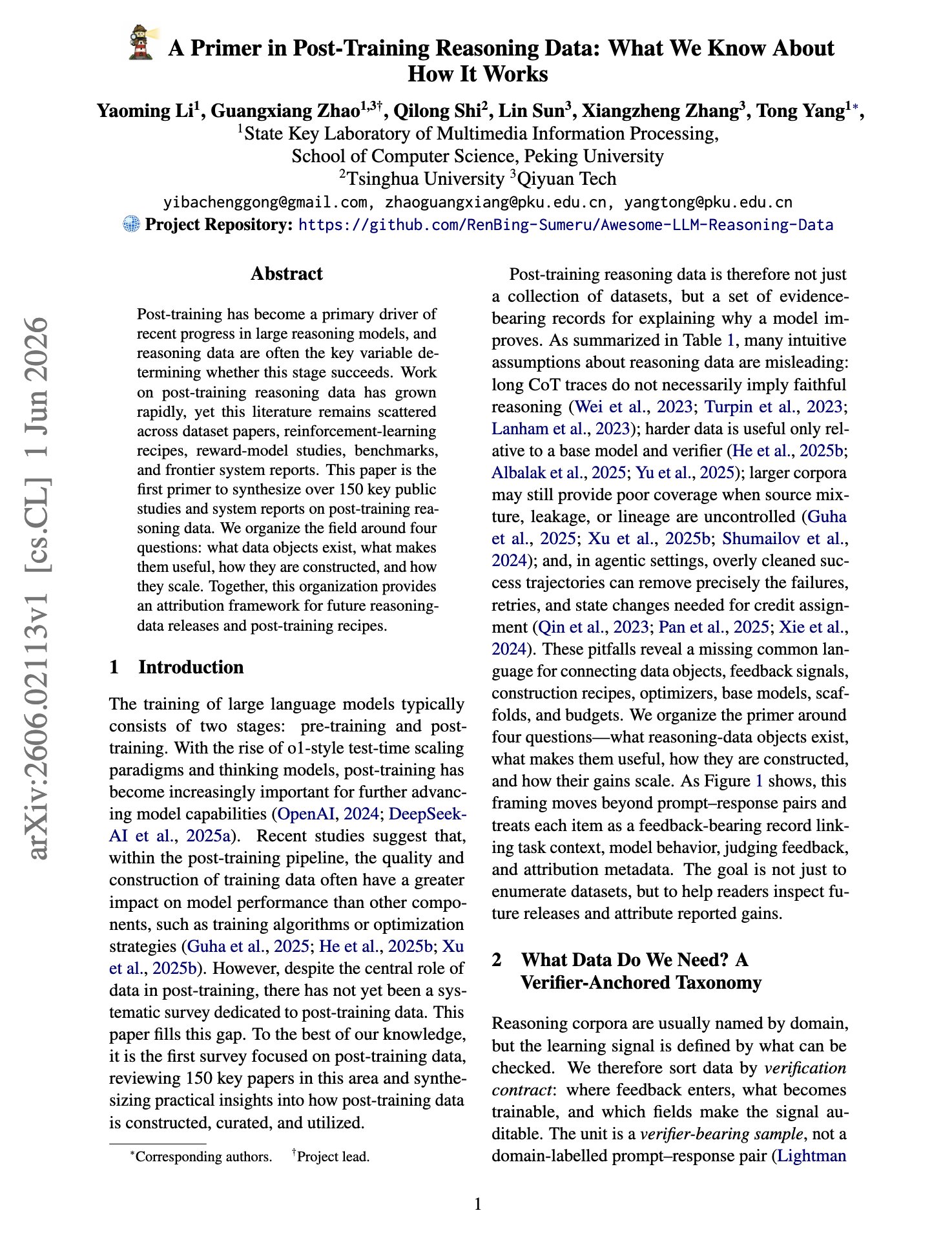 Primer on post-training reasoning data synthesis