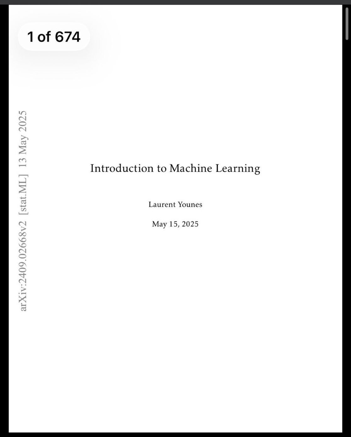 Download 674-page PDF: Introduction to Machine Learning textbook