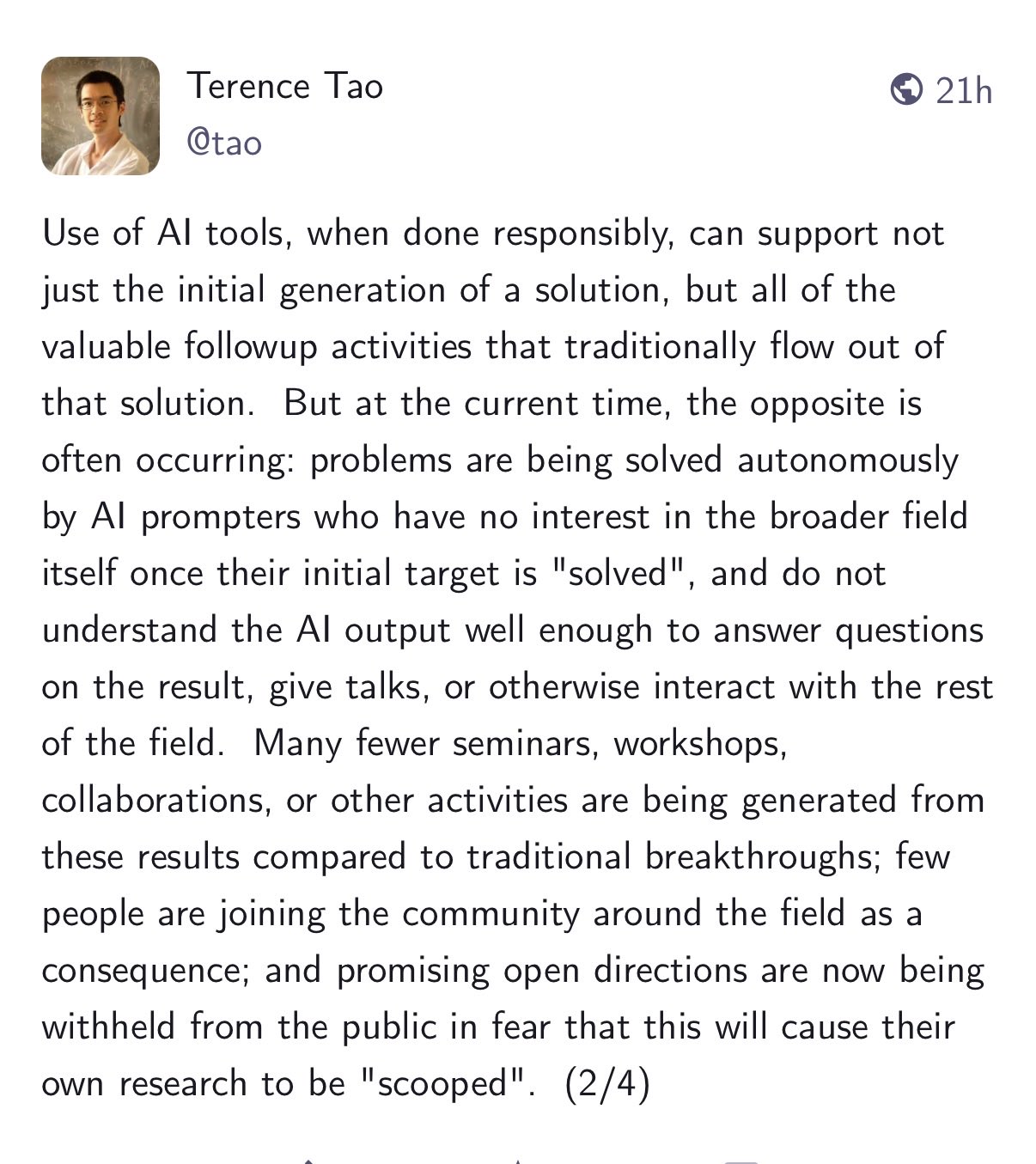 Terence Tao on Responsible Use of AI Tools