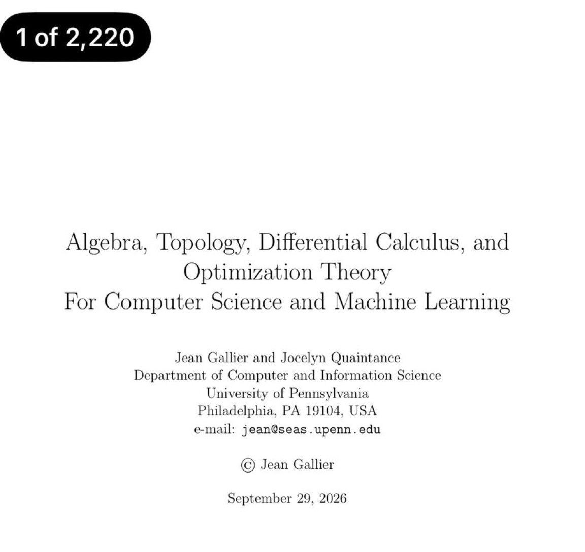 Updated Math Ebook for Computer Science and Machine Learning