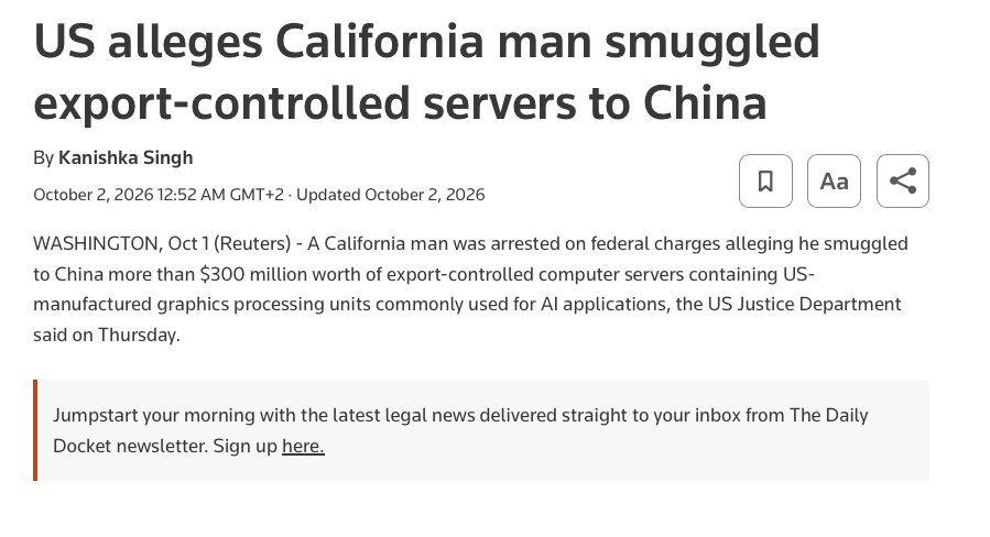 US charges man with smuggling $300M in GPUs to China