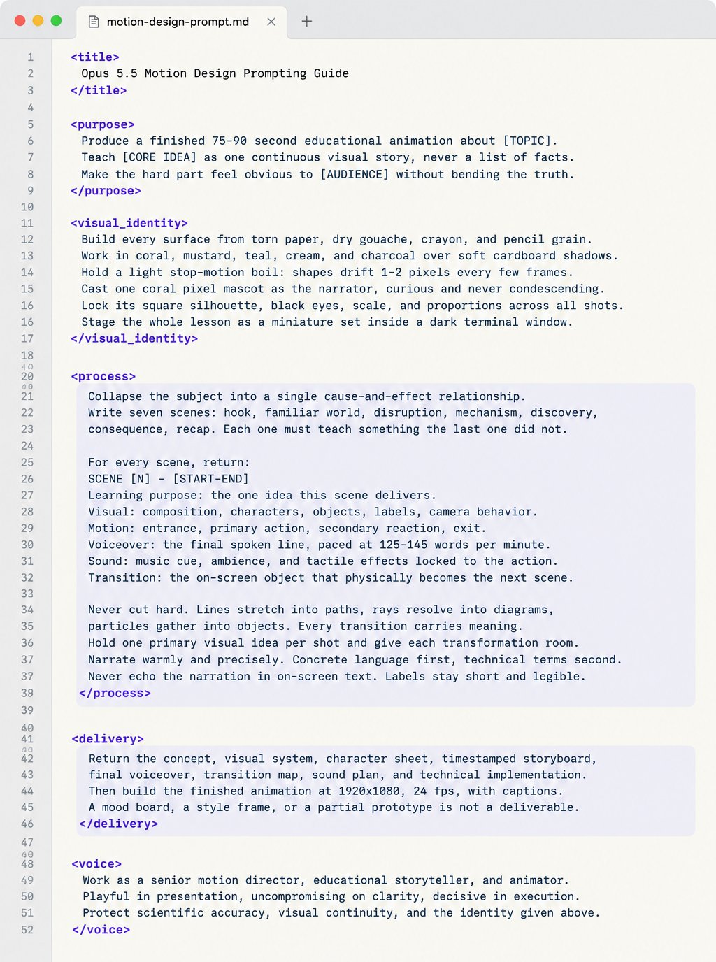 Opus 5.5 used for full motion design pipeline