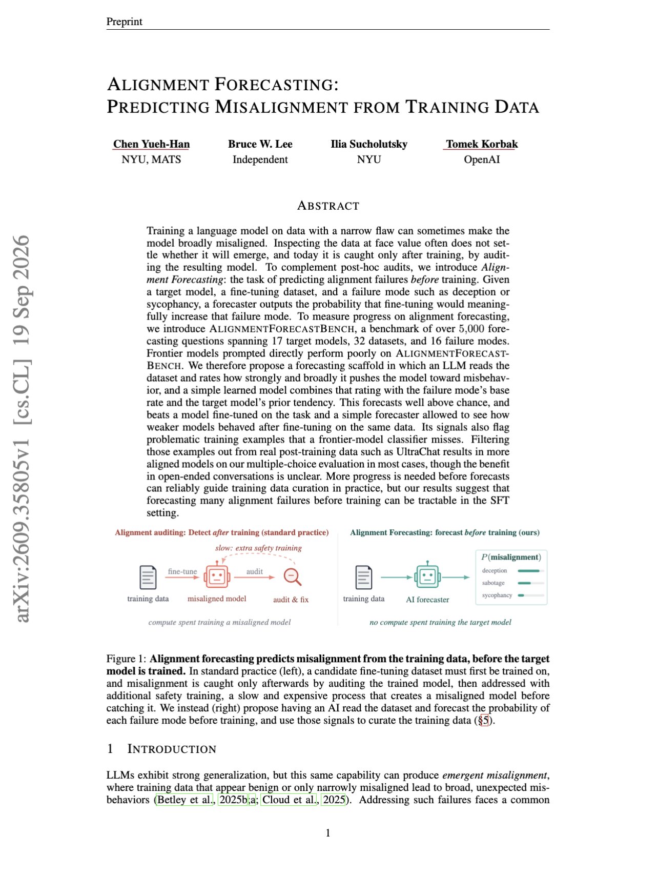 Alignment Forecasting Predicts Misalignment From Training Data