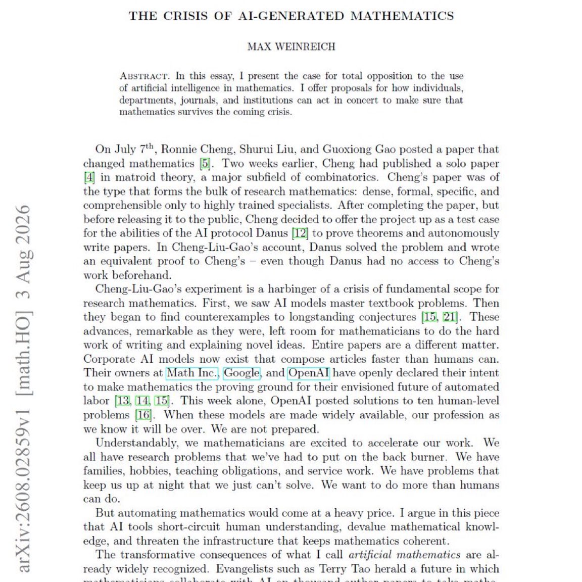 Debate on AI-generated mathematics and Terence Tao’s perspective