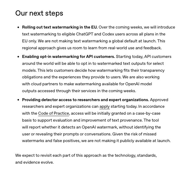 ChatGPT and Codex to get invisible EU AI Act watermarks