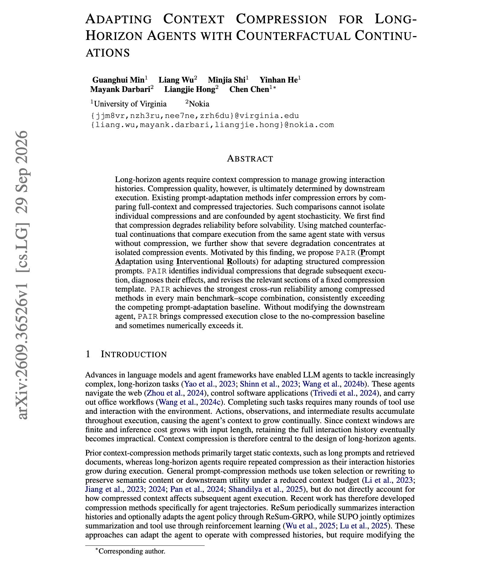 PAIR method evaluates context compression impact on long-horizon agents
