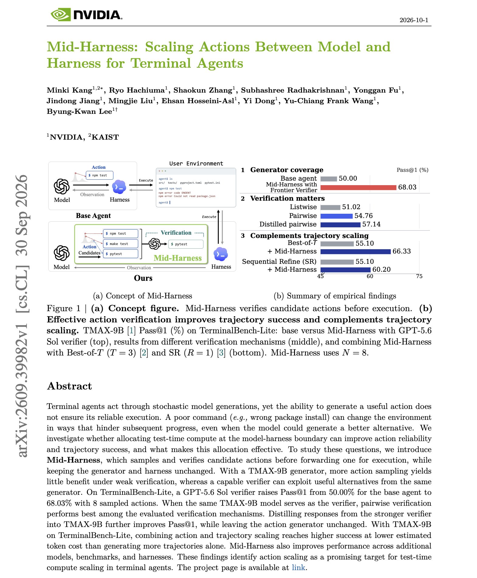 NVIDIA paper on test-time compute for terminal agents
