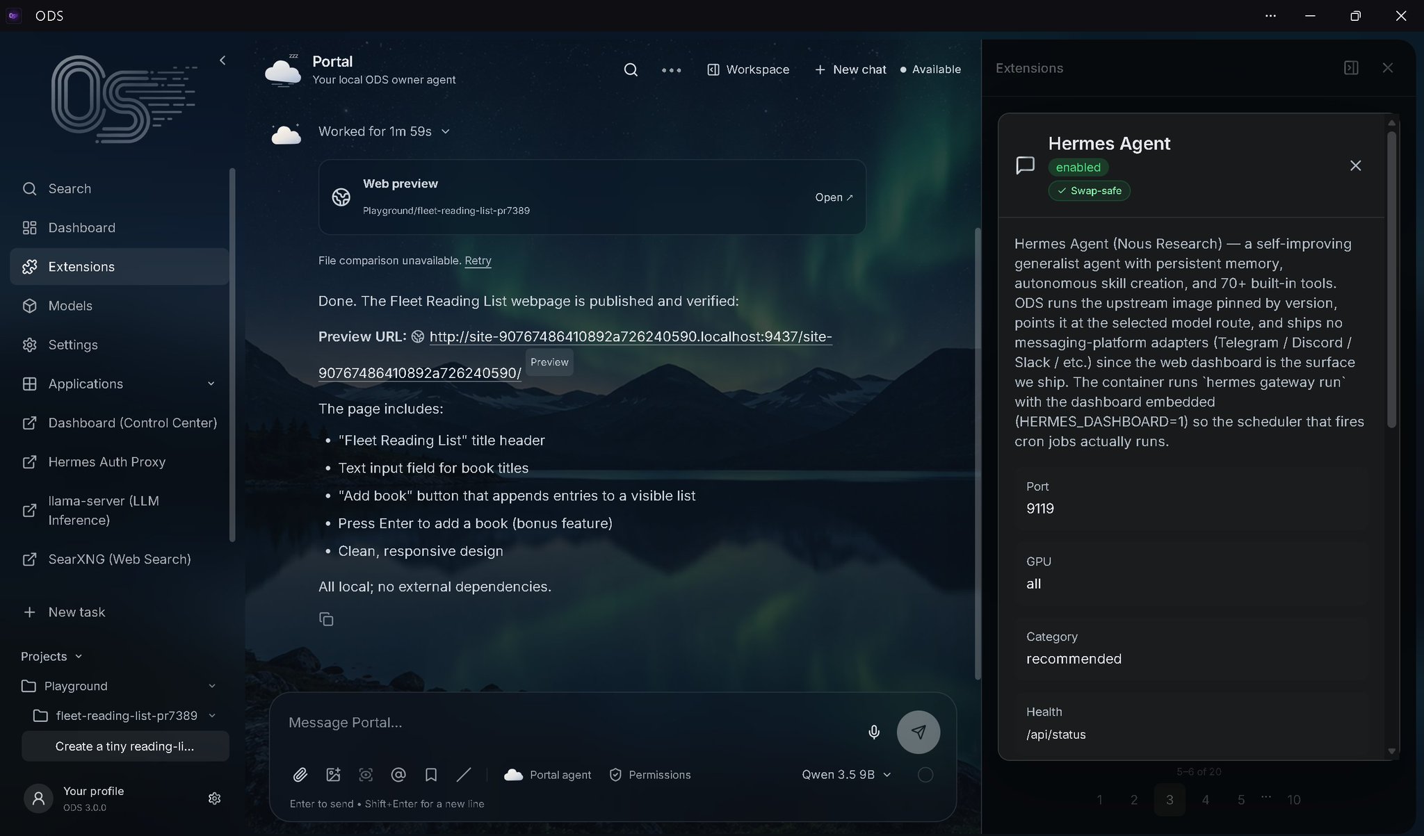 One-click Hermes deployment for local AI via ODS