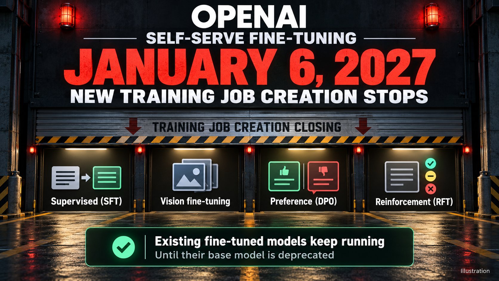 OpenAI self-serve fine-tuning API ending Jan 6, 2027